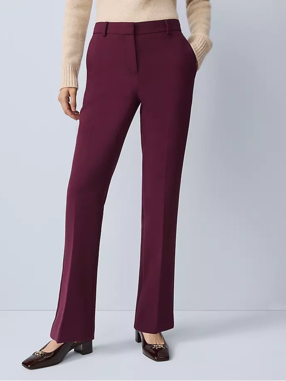 Ann Taylor the Sophia Pant. Women's Tailored Burgundy Straight-Leg Pants Size 16